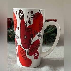 Sweet Expressions Festive Red & White Holiday Coffee Cup Christmas Tree Tea Mug